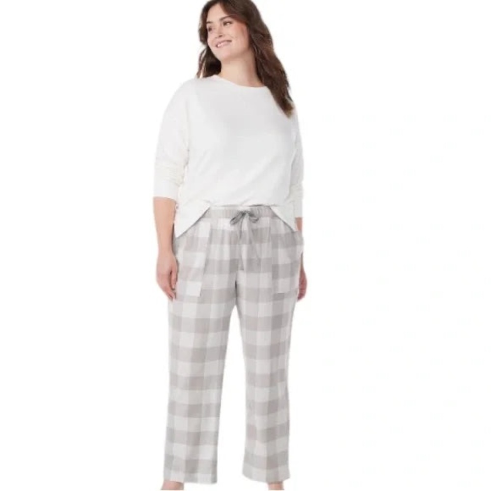 Cozy White and Gray Plaid Pajama pants